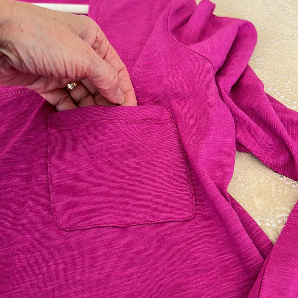 Long sleeve scoop tee raspberry color sz Lg - Picture 7 of 7